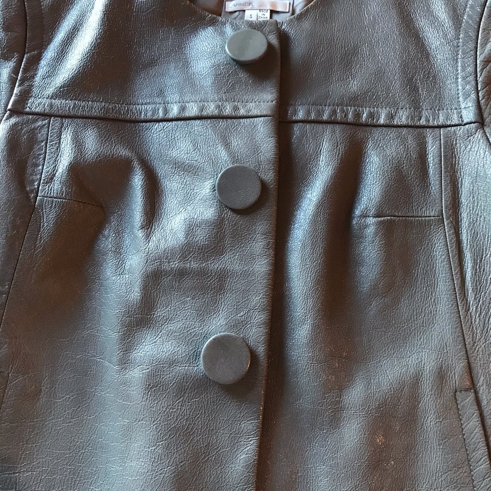 🚫 Sorry sold Vince Gray Leather Jacket - Picture 2 of 9